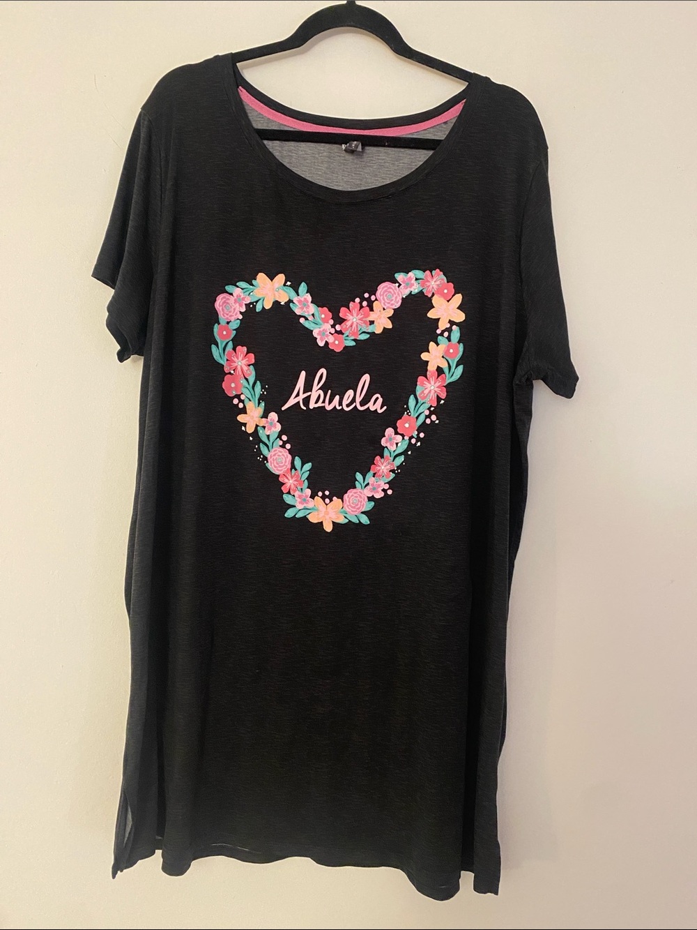 Jaclyn Intimates Black Tee with Pink Trim